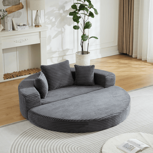 Sofá-cama 2 em 1 - conversível, compacto, com bolsos nos braços - cinzento