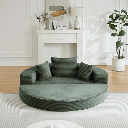 Sofá-cama de 1 lugar - 2 em 1, sofá semicircular e cama redonda - verde Sofá-cama de 1 lugar - 2 em 1, sofá semicircular e cama redonda - verde