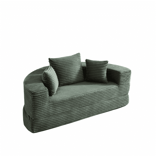 Sofá-cama de 1 lugar - 2 em 1, sofá semicircular e cama redonda - verde Sofá-cama de 1 lugar - 2 em 1, sofá semicircular e cama redonda - verde