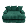 Sofá-cama individual - chão, estilo nuvem, com 3 almofadas - verde esmeralda
