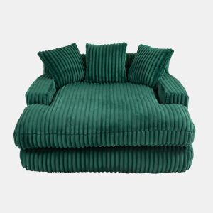 Sofá-cama individual - chão, estilo nuvem, com 3 almofadas - verde esmeralda