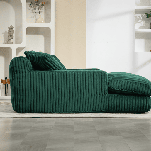 Sofá-cama individual - chão, estilo nuvem, com 3 almofadas - verde esmeralda
