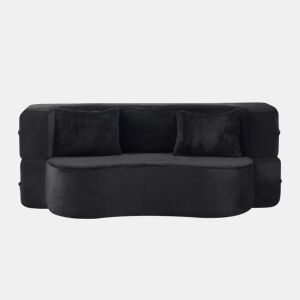 Sofá-cama futon de 2 lugares - dobrável, sem montagem, compactado, multifuncional para colocar no chão - preto