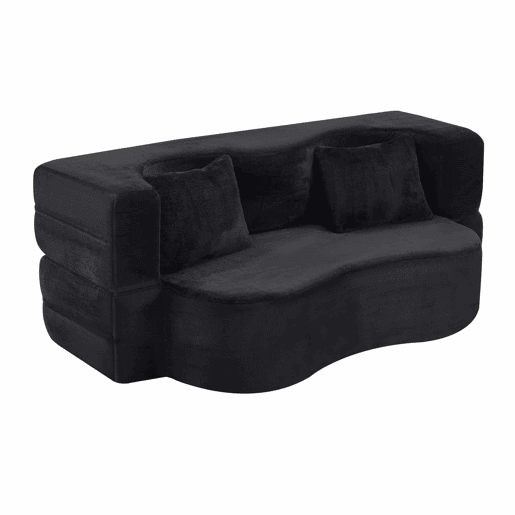 Sofá-cama futon de 2 lugares - dobrável, sem montagem, compactado, multifuncional para colocar no chão - preto