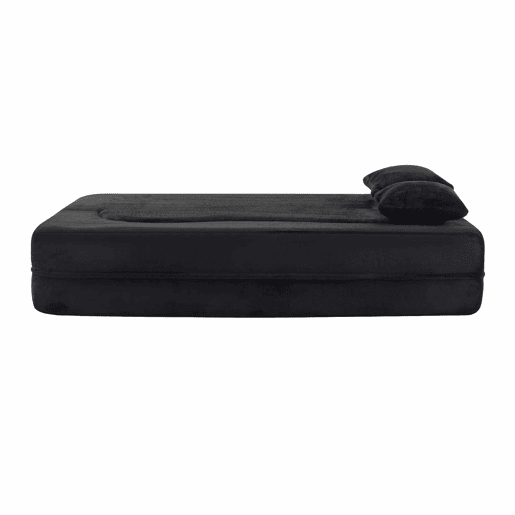 Sofá-cama futon de 2 lugares - dobrável, sem montagem, compactado, multifuncional para colocar no chão - preto