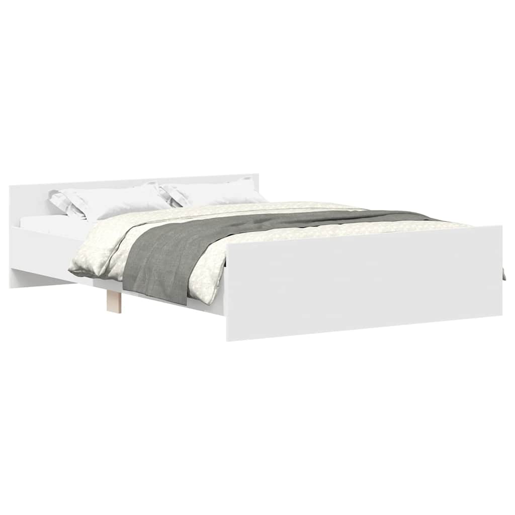 Estructura de cama matrimonial estilo con cabecero piecero blanco 150x200 cm