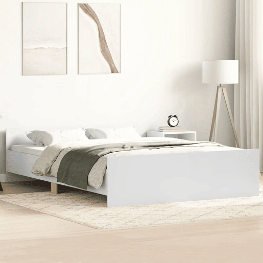Estrutura de Cama de casal para adultos c painéis cabeceira e pés 150x200 cm branco
