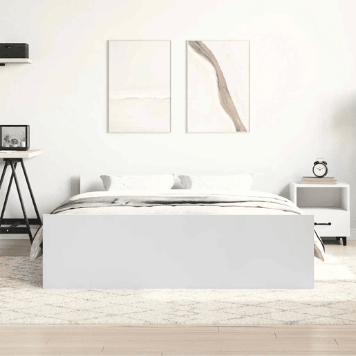 Estrutura de Cama de casal para adultos c painéis cabeceira e pés 150x200 cm branco