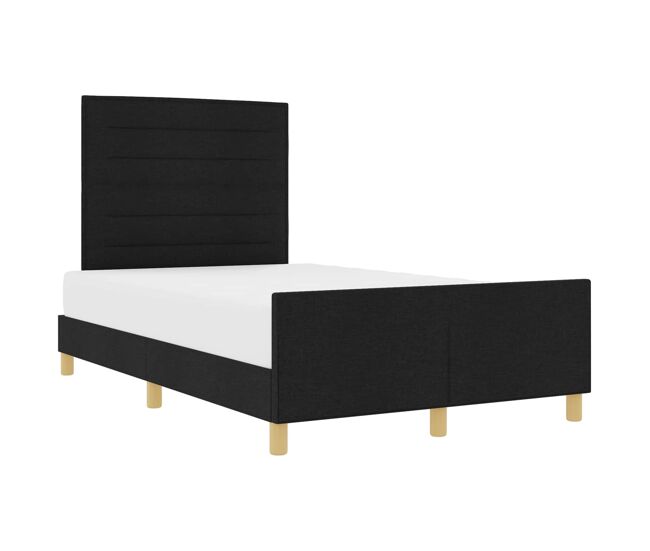 Estructura de cama matrimonial estilo con cabecera negro 160 x 200 cm tela