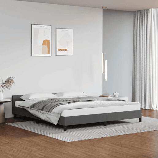 Estrutura Cama de casal para adultos c cabeceira sem colchão 180x200 cm cinzento