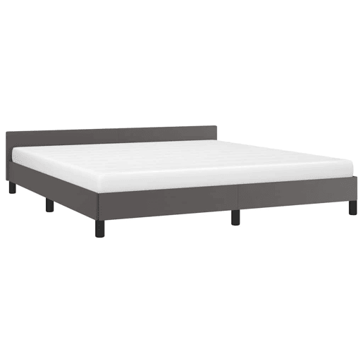 Estrutura Cama de casal para adultos c cabeceira sem colchão 180x200 cm cinzento