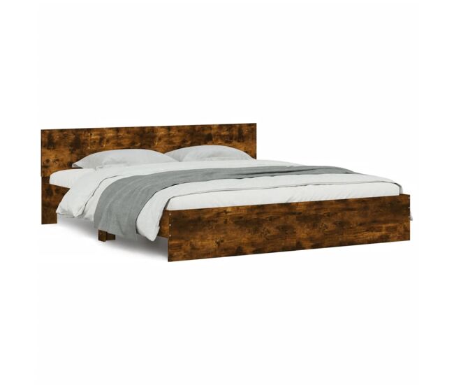 Estructura de cama matrimonial estilo con cabecero roble ahumado 180x200 cm