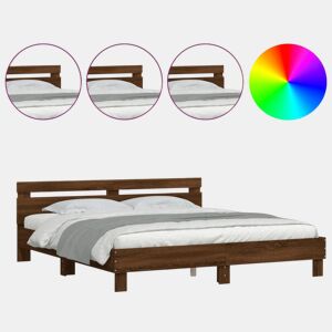 Estrutura de cama de casal c cabeceiraluzes LED - 180x200cm carvalho castanho