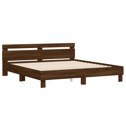 Estrutura de cama de casal c cabeceiraluzes LED - 180x200cm carvalho castanho