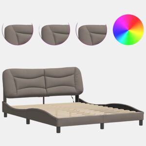 Estrutura de Cama de casal moderno com LED - 160x200 cm tecido