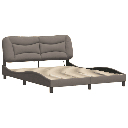 Estrutura de Cama de casal moderno com LED - 160x200 cm tecido
