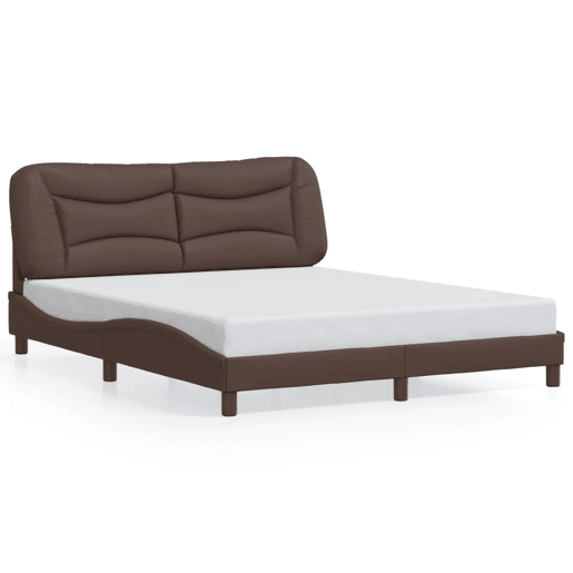 Estrutura de Cama de casal moderno com LED - 160x200cm castanho