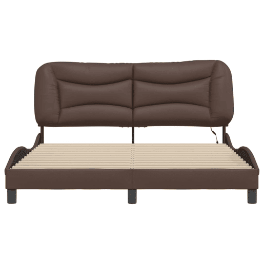 Estrutura de Cama de casal moderno com LED - 160x200cm castanho
