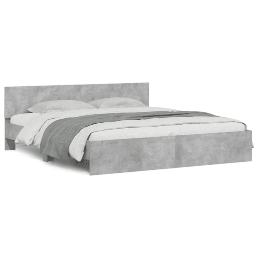 Estrutura de Cama de casal moderno com cabeceira 180x200 cm cinzento cimento Estrutura de Cama de casal moderno com cabeceira 180x200 cm cinzento cimento