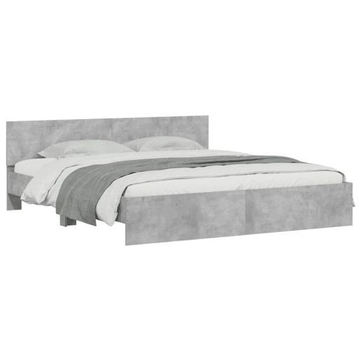 Estrutura de Cama de casal moderno com cabeceira 180x200 cm cinzento cimento Estrutura de Cama de casal moderno com cabeceira 180x200 cm cinzento cimento