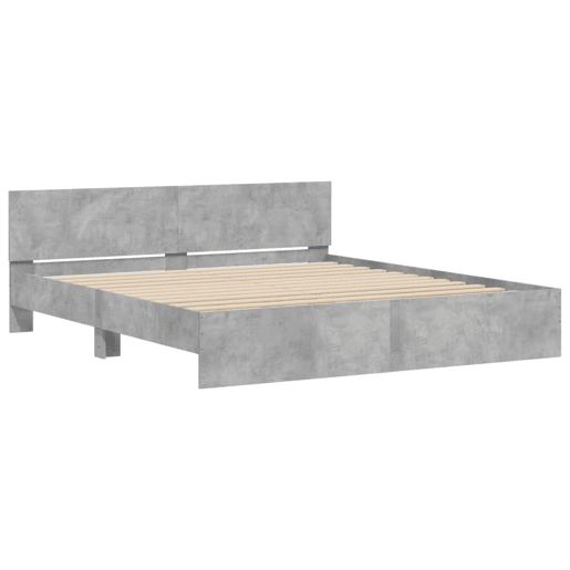 Estrutura de Cama de casal moderno com cabeceira 180x200 cm cinzento cimento Estrutura de Cama de casal moderno com cabeceira 180x200 cm cinzento cimento