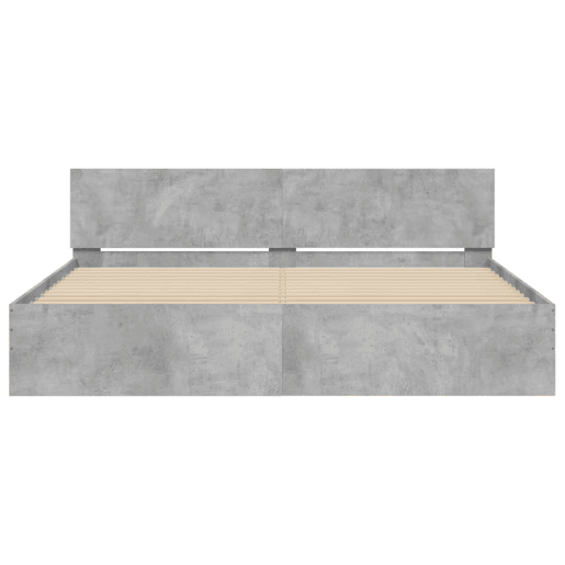 Estrutura de Cama de casal moderno com cabeceira 180x200 cm cinzento cimento Estrutura de Cama de casal moderno com cabeceira 180x200 cm cinzento cimento