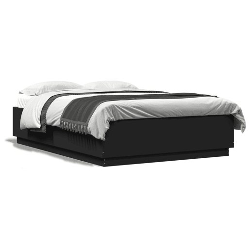 Estrutura de Cama de casal moderno com LED sem colchão 150x200 cm preto