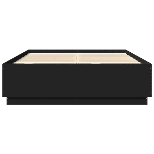 Estrutura de Cama de casal moderno com LED sem colchão 150x200 cm preto