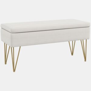 HOMCOM Banco para Pé de Cama Banco Estofado em Tecido Sintético com Pernas de Aço e Assento Acolchoado Estilo Moderno Banco para Quarto Entrada Creme