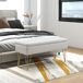 Banco Pie Cama Lino Sintético, Acero HOMCOM 100x40 Banco Pie Cama Lino Sintético, Acero HOMCOM 100x40 Crudo