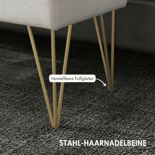 HOMCOM Banco para Pé de Cama Banco Estofado em Tecido Sintético com Pernas de Aço e Assento Acolchoado Estilo Moderno Banco para Quarto Entrada Creme