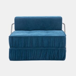 Sofá-cama de 1 lugar - conversível, futon, assento reclinável, almofada traseira removível - azul