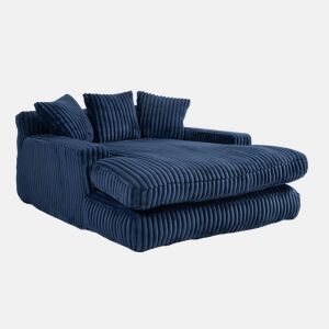 Sofá-cama individual - tipo chão, estilo nuvem com 3 almofadas - azul marinho