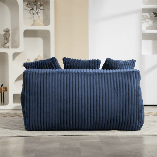 Sofá-cama individual - tipo chão, estilo nuvem com 3 almofadas - azul marinho