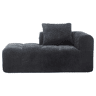 Sofá Chaiselongue - Sem montagem, macio com almofadas, bolsos laterais para comando e telemóvel - Preto