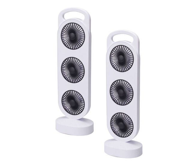 Well home juego de 2 ventiladores usb, 3w, 3 velocidades, batería 1200mah, blanco