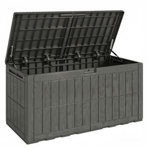 Outsunny Baú Exterior Capacidade 440L Baú de Armazenamento Exterior em Resina Resistente à Água e aos Raios UV com Tampa Bloqueável Barras de Gás e Alças Laterais para Jardim 133x62x65 cm Castanho