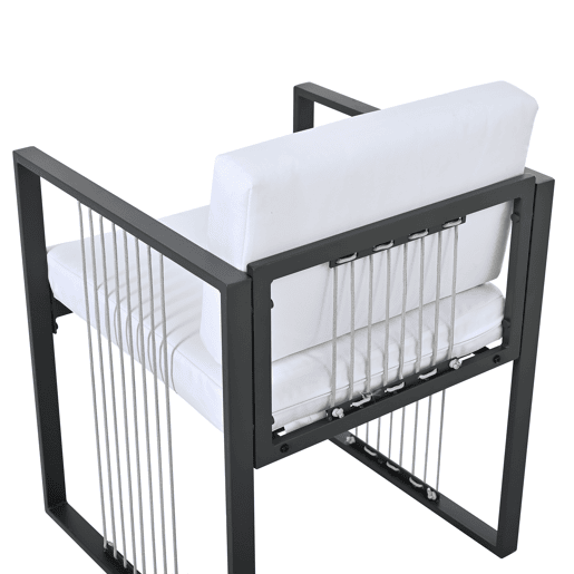 Conjunto de mesa e cadeiras para exteriores 7 peças - Mesa de vidro temperado - para 6 pessoas - Preto e Branco