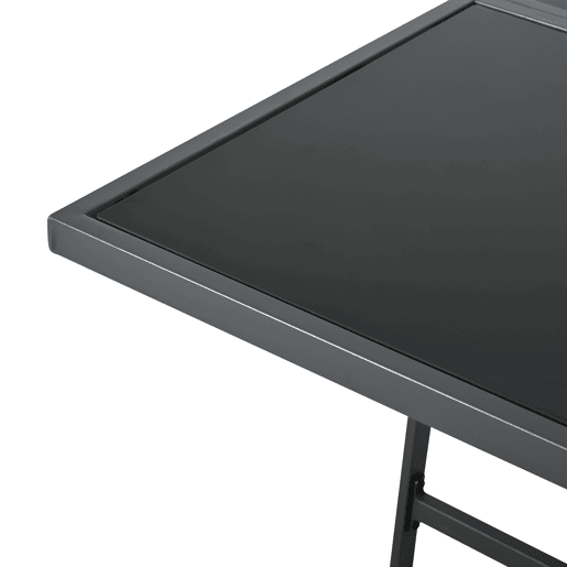Conjunto de mesa e cadeiras para exteriores 7 peças - Mesa de vidro temperado - para 6 pessoas - Preto e Branco