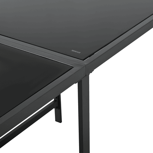 Conjunto de mesa e cadeiras para exteriores 7 peças - Mesa de vidro temperado - para 6 pessoas - Preto e Branco