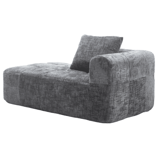 Sofá Chaise Longue - confortável, sem montagem, com almofada e bolsos laterais - Cinza