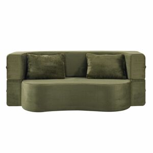 Sofá-cama de 2 lugares - dobrável, futon comprimido, sem montagem - verde