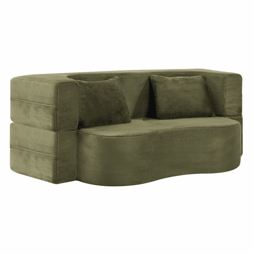 Sofá-cama de 2 lugares - dobrável, futon comprimido, sem montagem - verde