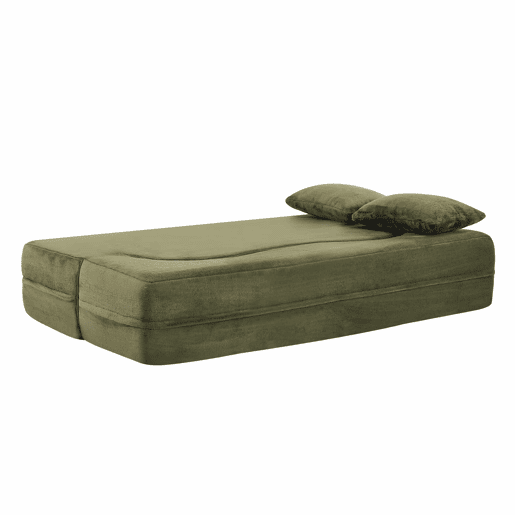 Sofá-cama de 2 lugares - dobrável, futon comprimido, sem montagem - verde