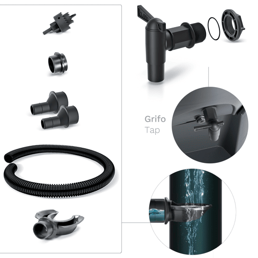 Conjunto de acessórios para tanquesbarris de água da chuva