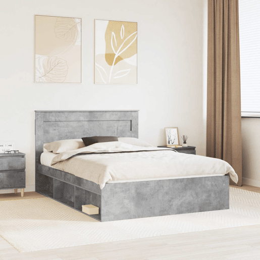Estrutura de Cama de casal para adultos com cabeceira Concreto 160 x 200 cm
