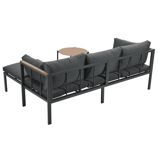 Conjunto de móveis de jardim 4 peças - Sofá + Mesa de centro + Pufe - Aço galvanizado - Cinza