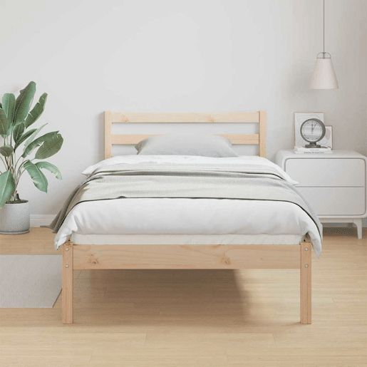 Estrutura de cama de solteiro para adultos com cabeceira Castanho 215,5 x 85,5 x 69,5 cm