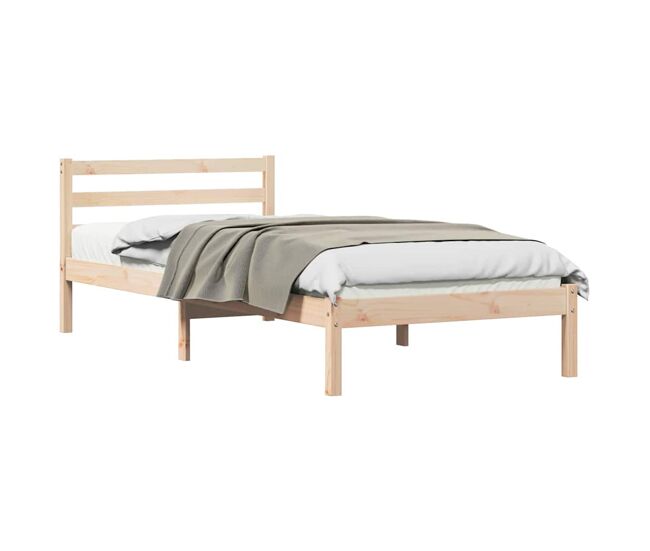 Estructura de cama con cabecera marrón 215,5 x 105,5 x 69,5 cm