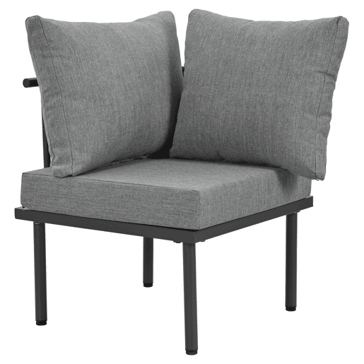 Conjunto de móveis de jardim de 6 peças - Estrutura em ferro galvanizado, sofá em corda cinzenta, mesa com tampo em vidro liso, almofadas incluídas - Cinza
